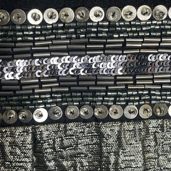 Carmen Marc Valvo Evening Gown Dress Size 6 Maxi Ombré Sequence Black Gold - Picture 10 of 13